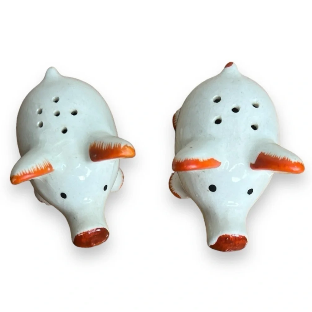 Vintage Japan Glazed Ceramic Pig Salt and Pepper Shaker Set